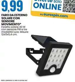 Eurospin Faro da esterno solare con sensore movimento offerta