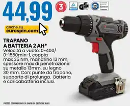 Eurospin ENKHO TRAPANO A BATTERIA 2 AH offerta