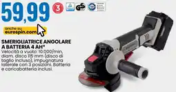 Eurospin ENKHO SMERIGLIATRICE ANGOLARE A BATTERIA 4 AH offerta