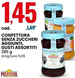 Eurospin Puertosol confettura senza zuccheri aggiunti, gusti assortiti offerta