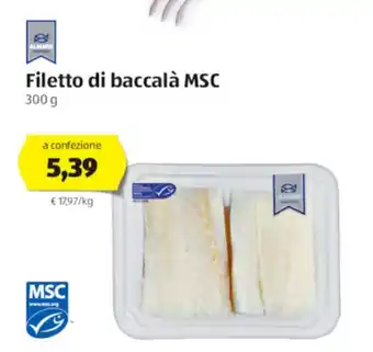 ALDI Almare Filetto di baccalà MSC 300g offerta