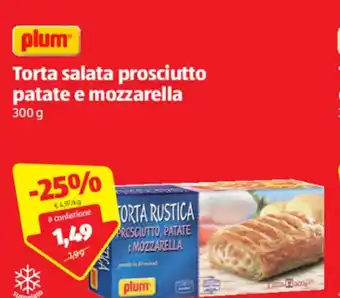 ALDI plum Torta salata prosciutto patate e mozzarella 300g offerta