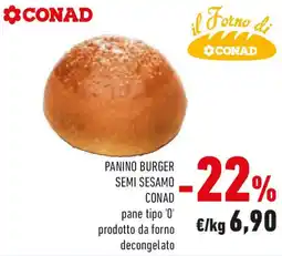 Conad Panino burger semi sesamo CONAD pane tipo '0' offerta