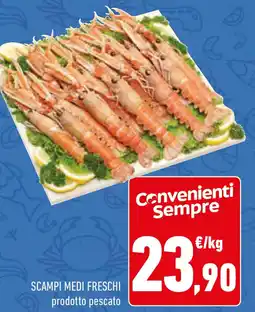Conad Scampi medi freschi prodotto pescato offerta