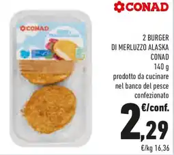 Conad 2 burger di merluzzo alaska CONAD offerta