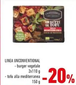 Conad Linea unconventional burger vegetale tofu alla mediterranea offerta