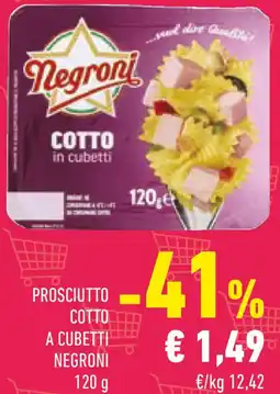 Conad Prosciutto cotto a cubetti NEGRONI offerta