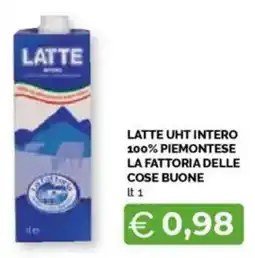 Mercatò Latte uht intero 100% piemontese la fattoria delle cose buone offerta