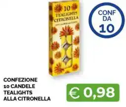 Mercatò Confezione 10 candele tealights alla citronella offerta