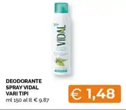 Mercatò Deodorante spray vidal vari tipi offerta