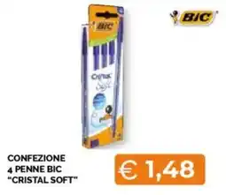 Mercatò Confezione 4 penne bic "cristal soft" BIC offerta