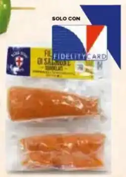 Mercatò Filetti di salmone atlantico senza pelle marca scudo genova offerta