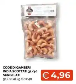 Mercatò Code di gamberi india scottati 31/40 surgelati offerta