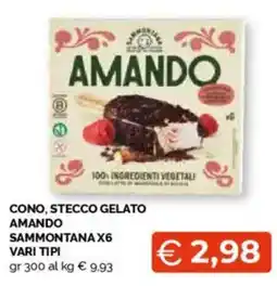 Mercatò Cono, stecco gelato amando sammontana x6 vari tipi offerta