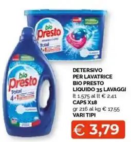 Mercatò Detersivo per lavatrice bio presto liquido-caps vari tipi offerta