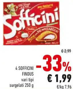 Conad 4 sofficini FINDUS vari tipi surgelati offerta