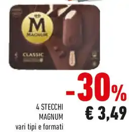 Conad 4 stecchi MAGNUM vari tipi e formati offerta