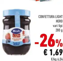 Conad Confettura light HERO vari tipi offerta