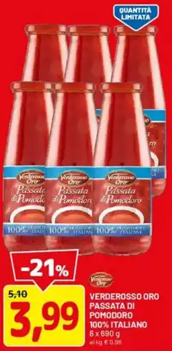 DPiù Verderosso oro passata di pomodoro 100% italiano offerta
