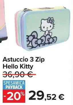 Carrefour Astuccio 3 Zip Hello Kitty offerta