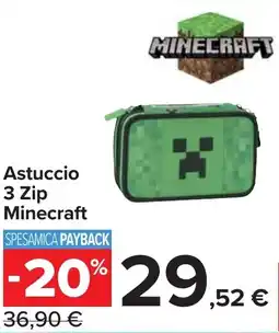 Carrefour Astuccio 3 Zip Minecraft offerta
