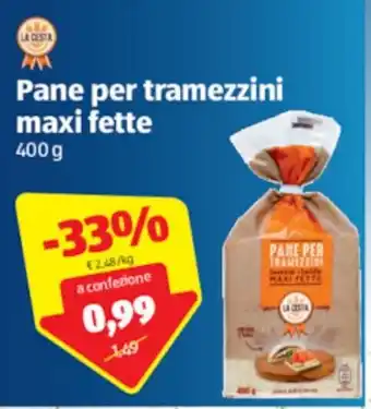 ALDI La Cesta Pane per tramezzini maxi fette 400g offerta