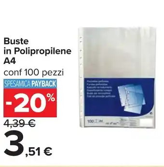 Carrefour Buste in Polipropilene A4 offerta