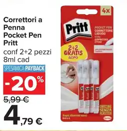 Carrefour Correttori a Penna Pocket Pen Pritt offerta