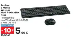 Carrefour Tastiera e Mouse Wireless Mod. PSKM38BK Poss offerta