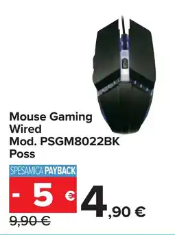 Carrefour Mouse Gaming Wired Mod. PSGM8022BK Poss offerta