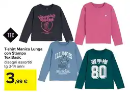 Carrefour T-shirt Manica Lunga con Stampa Tex Basic offerta