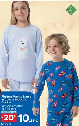 Carrefour Pigiama Manica Lunga in Cotone Biologico Tex Bio offerta
