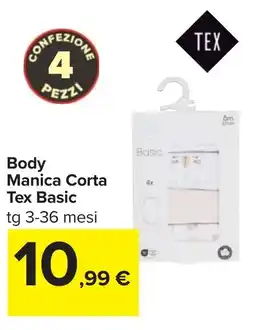 Carrefour Body Manica Corta Tex Basic offerta