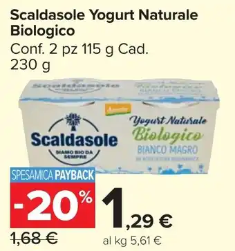 Carrefour Market Scaldasole Yogurt Naturale Biologico offerta