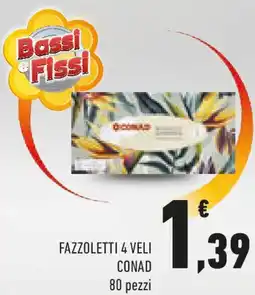 Conad Fazzoletti 4 veli CONAD 80 pezzi offerta