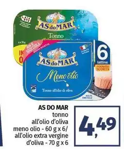 Pam AS DO MAR tonno all'olio d'oliva meno olio offerta