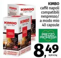 Pam KIMBO caffè napoli compatibili nespresso/ a modo mio 40 capsule offerta