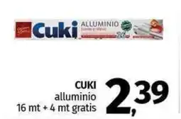 Pam CUKI alluminio 16 mt + 4 mt gratis offerta
