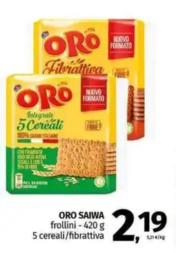 Pam ORO SAIWA frollini - 5 cereali/fibrattiva offerta
