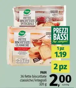 Pam PAM 36 fette biscottate classiche/integrali offerta