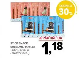Todis Stick snack salmone/ manzo-cane-gatto offerta