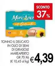 PrestoFresco Tonno il delicato in olio di semi di girasole MAREAPERTO offerta