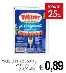 PrestoFresco Wurstel di puro suino WUBER offerta