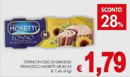 PrestoFresco Tonno in olio di girasole francesco MORETTI offerta