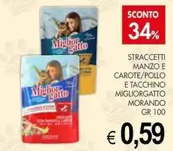 PrestoFresco Straccetti manzo e carote/pollo e tacchino MIGLIORGATTO morando offerta
