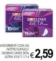 PrestoFresco Assorbenti con ali notte/lungo/ giorno lines seta ultra x10/11/14 offerta