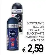 PrestoFresco Deodorante roll-on dry impact/ black&white invisible NIVEA MEN offerta