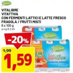 DPiù Vitalibre vitattiva con fermenti lattici e latte fresco fragola/frutti misti offerta