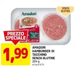 DPiù Amadori hamburger di tacchino senza glutine offerta