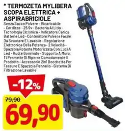 DPiù Termozeta mylibera scopa elettrica + aspirabriciole offerta